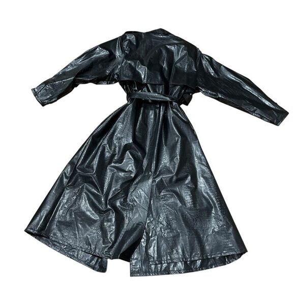 Wippette Ken Sporn Vintage Vinyl Croc Embossed Print Double Breasted Trench Coat - Picture 7 of 13